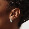 thumbnail image 3 of 10k White Gold Diamond-cut 3mm Round Hoop Earrings - 10mm, 3 of 6