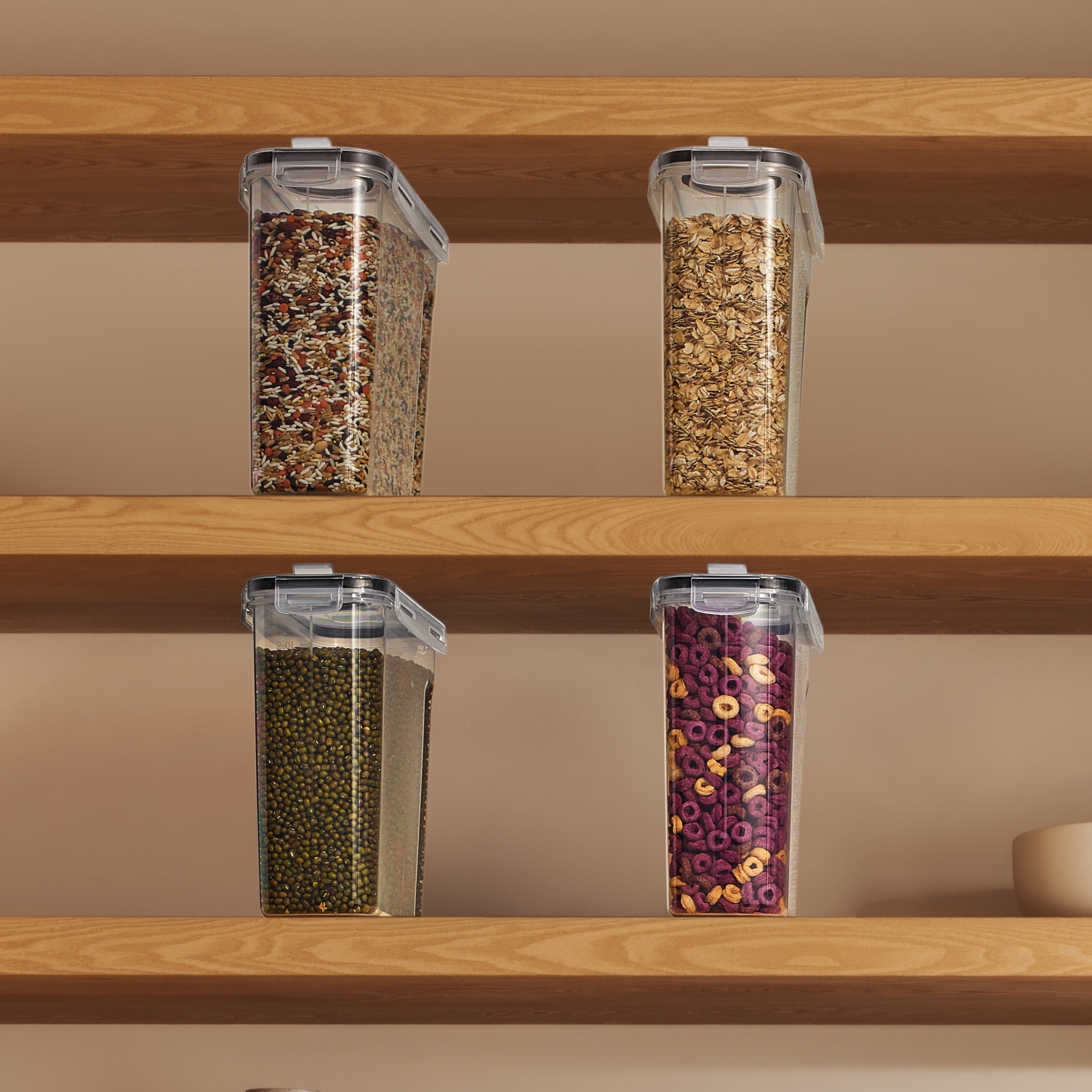 Sorbus 4 Pack Airtight Food Storage Dispenser Set for Beans, Pasta, Cereals, and More, (2L/8.4 Cups)