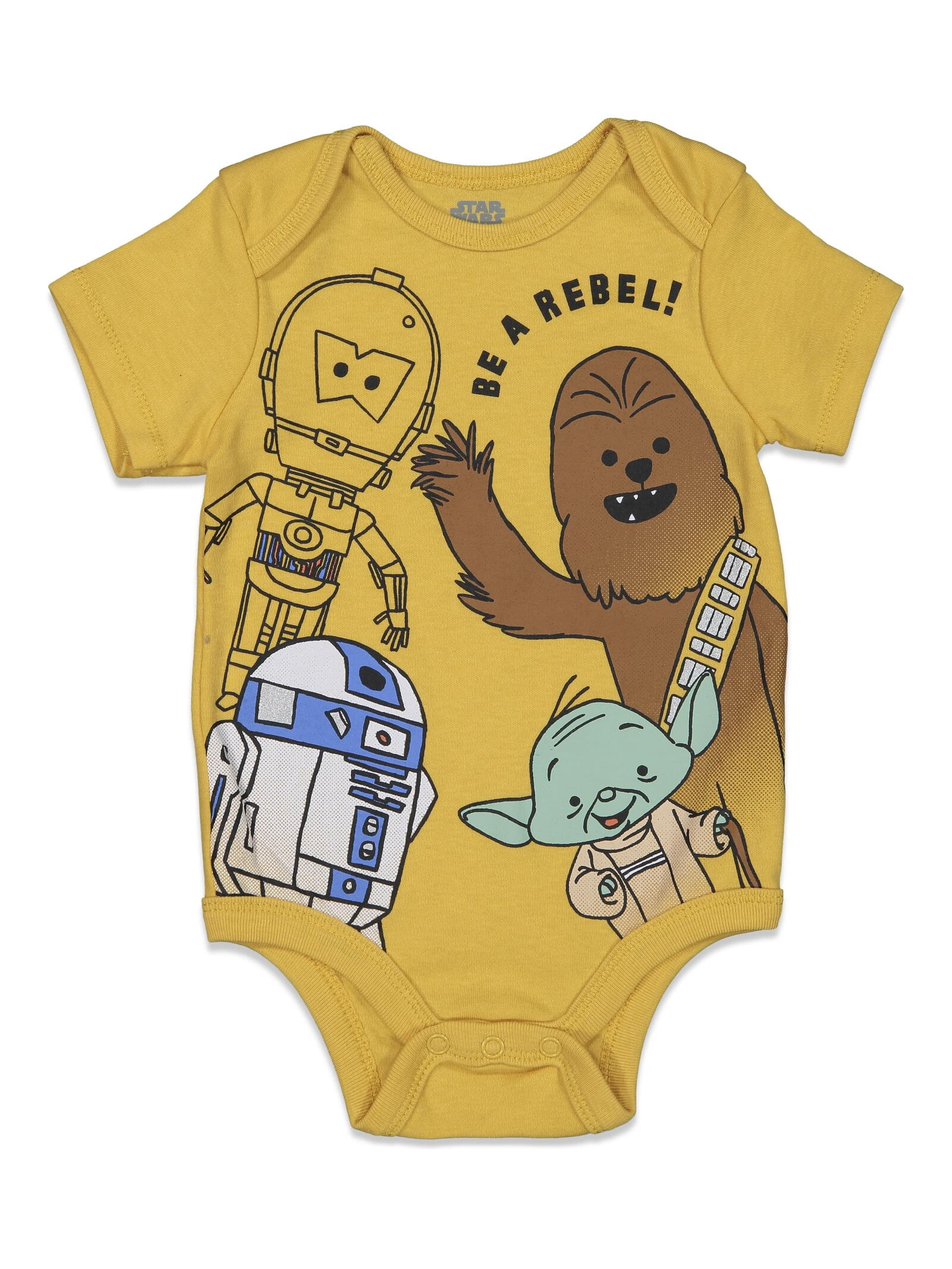Star Wars Yoda R2-D2 Chewbacca Newborn Baby Boys 3 Pack Bodysuits Newborn to Infant