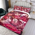 thumbnail image 3 of Hazbin Hotel Conjunto de sábanas temático, trío de piezas, cómodo y amigable con la piel, diseño único, regalo de decoración para el hogar para familiares, amigos y fans,173cm *218cm, 3 of 6
