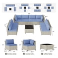 thumbnail image 4 of MRUAKA 9 Pieces Patio Conversation Set, Outdoor Sectional PE Rattan Wicker Furniture Seat,Haze Blue, 4 of 7