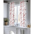 thumbnail image 5 of Red Grey Botanical Sheer Curtains 45 Inch Length 2 Panels Set for Living Room/Bedroom, Spring Floral Summer Farmhouse Kitchen Curtains Grommet Semi-Sheer Curtains Drapes Window Treatments 42"x45"x2, 5 of 7