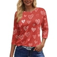thumbnail image 5 of Garbnen Valentines Day Top Women 3/4 Length Sleeve Womens Tops Love Heart Graphic Crew Neck Dressy Womens Tunic Blouses, 5 of 6