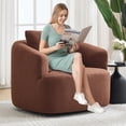 thumbnail image 6 of Spaco 360° Swivel Upholstered Chair with One Soft Pillow, Teddy Fleece High-Resilience Sponge Single Sofa for Living Room, Bedroom, Apartment, Brown, 6 of 11