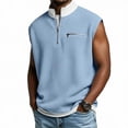 thumbnail image 1 of RXMEKW Pullover Sweater for Men, Solid Color Half Zip Mock Two-Piece Top with Short Sleeves, Casual Knit Shirt for Spring and Summer, 1 of 2