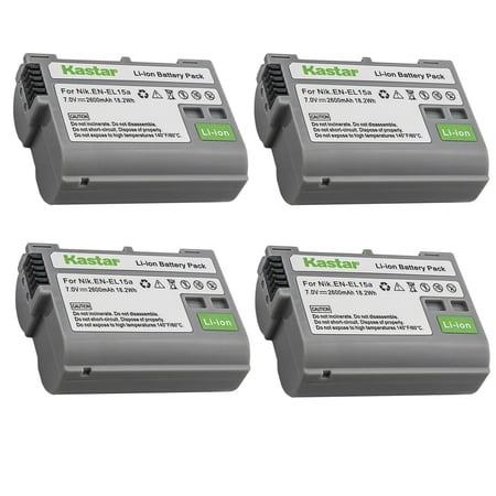 Kastar 4-Pack EN-EL15b / EL15a Battery Replacement for Nikon D7000 D7100 D7200 D7500 Z 6 Z6 Z 7 Z7 Z 7 Q3 Z7Q3 1 V1 D500 D600 D610 D750 D780 D800 D800E D810 D810A D850 DLSR Camera