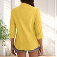 thumbnail image 5 of Siminsem Womens Loose Long Sleeve Shirt Fashionable Elegant Top for Daily Casual Wear Lightweight Flowy Blouse Spring Fall, Yellow, L, 5 of 7