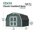 thumbnail image 3 of Little Cottage Co. 12x14 Classic Gambrel Barn with 4 ft. Sidewalls and Floor, Outdoor Wood Storage Shed Do-It-Yourself Precut Kit, 3 of 14