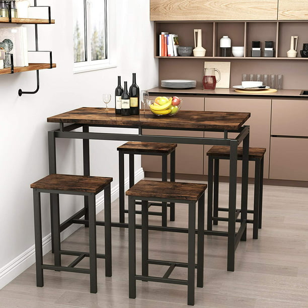 Kitchen Dining Table Set For 4, Modern Rustic Counter Height Dining Table