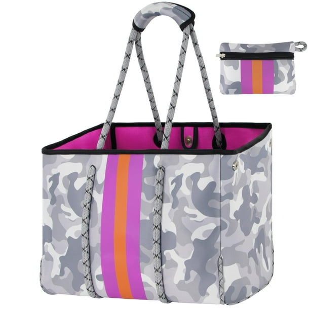 Bolsa de Playa Tote QOGiR Neopreno Blanco Camuflaje con Bolsillo Interior