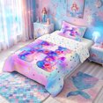 thumbnail image 2 of meiyoeat Flower Butterfly Initial Rainbow Twin Comforter Sets, Watercolor Galaxy Stars Bedding Set for Girls, Colorful Star Reversible, 2-Piece, 1 Comforter and 1 Pillowcase, 2 of 6