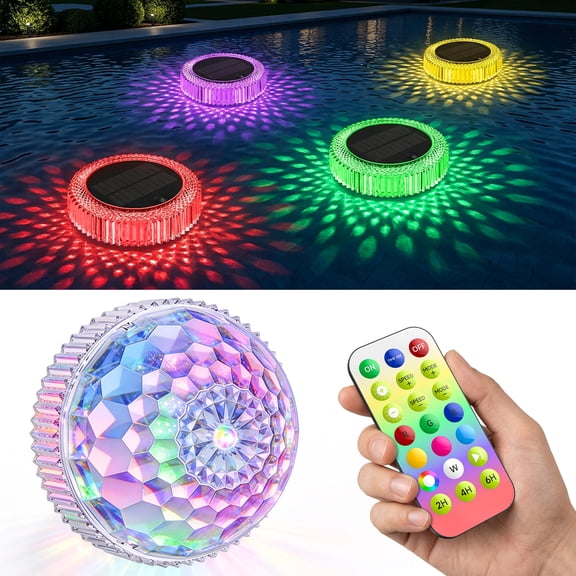 Pool Lights, Rechargeable Underwater Pool Lights with Remote, Color Changing Led Pool Light for Inground Above Ground Pool Waterproof, Floating Led Lights for Swimming Pool, Pond, Hot Tub