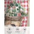 thumbnail image 6 of Sheer Curtains 54 Inch Length 2 Panels Set for Kitchen, Eucalyptus Trucks Semi Sheer Curtains for Windows, Spring Rustic Floral Wooden Red Plaid Voile Window Treatments Rod Pocket Curtain, 6 of 7