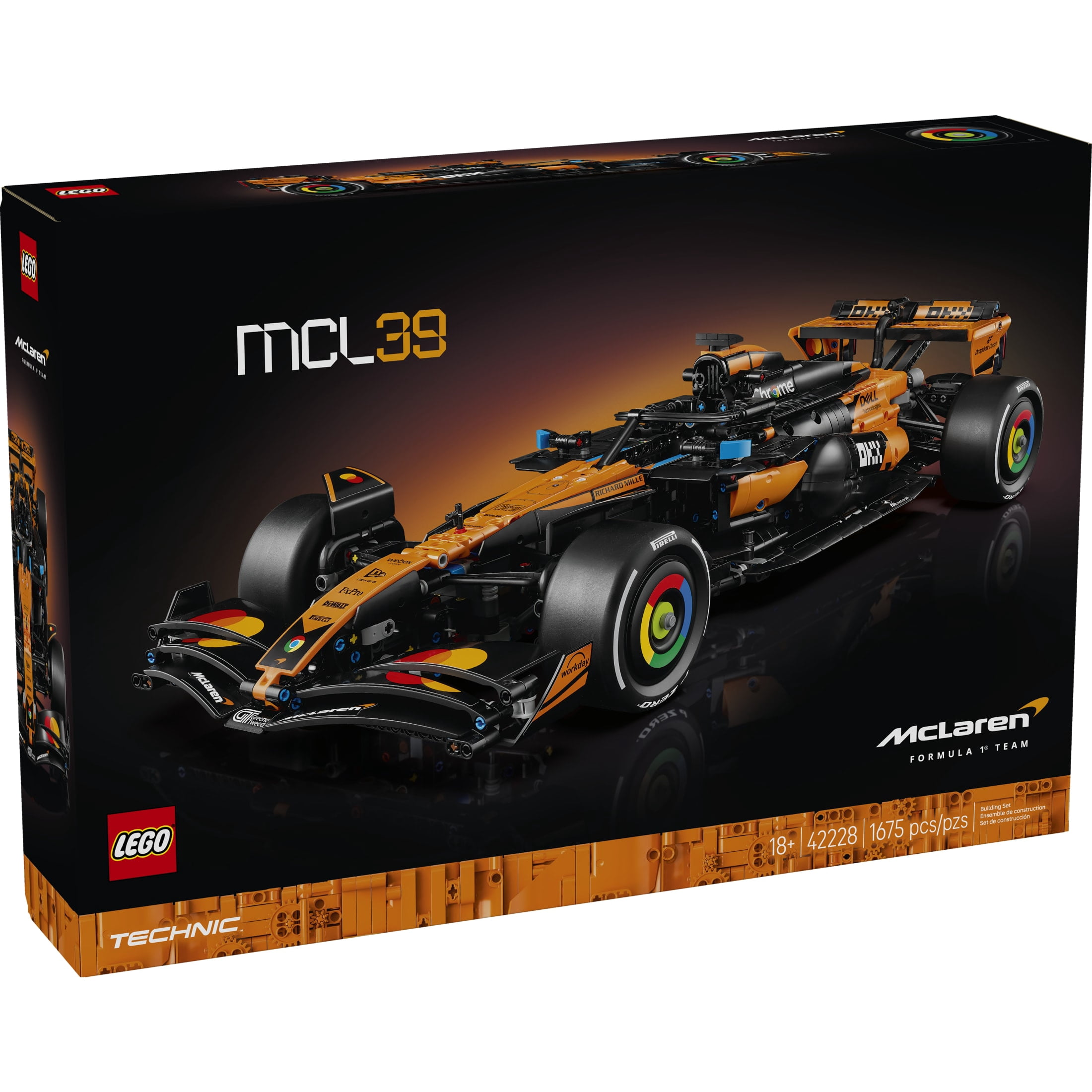 LEGO Technic McLaren MCL39 F1 Car Building Set for Adults - Room or Office Decor for Men & Women, Ages 18+ - F1 Gifts for Fans - Authentic Details - 42228