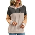 thumbnail image 2 of YHAJDS Winter Casual Blouse Top for Women,Long Sleeve Hooded Blouse Sweatshirt for Womens Womens Winter Loose Sweatshirt Pocket Tops Stripe Color Block Pullover Casual Top for Winter, 2 of 5