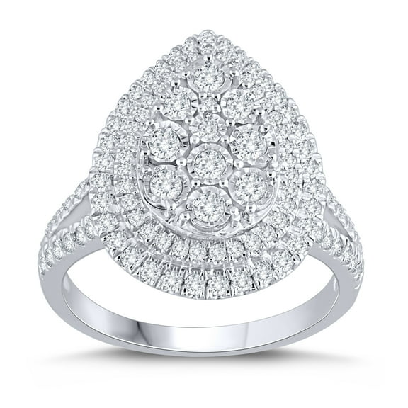 10k White Gold 1 Ct.T.W. Diamond Pear Cluster Ring