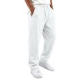 thumbnail image 2 of Men's Straight Leg Pants, Solid Color Drawstring Elastic Waist Loose Fit Fall Casual Trousers with Pockets White XL, 2 of 5