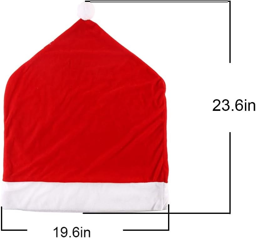 4Pcs Red Hat Dining Chair Slipcovers,Christmas Chair Back Covers Kitchen Chair Covers for Christmas Holiday Festival Decoration