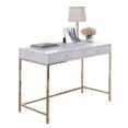 thumbnail image 3 of GZXS 47" Writing Desk with 2 Storage Drawers, High Gloss Home Office Computer w/ White MDF Top & Gold Metal Legs, Modern Rectangular Vanity Desk for Bedroom, 3 of 9