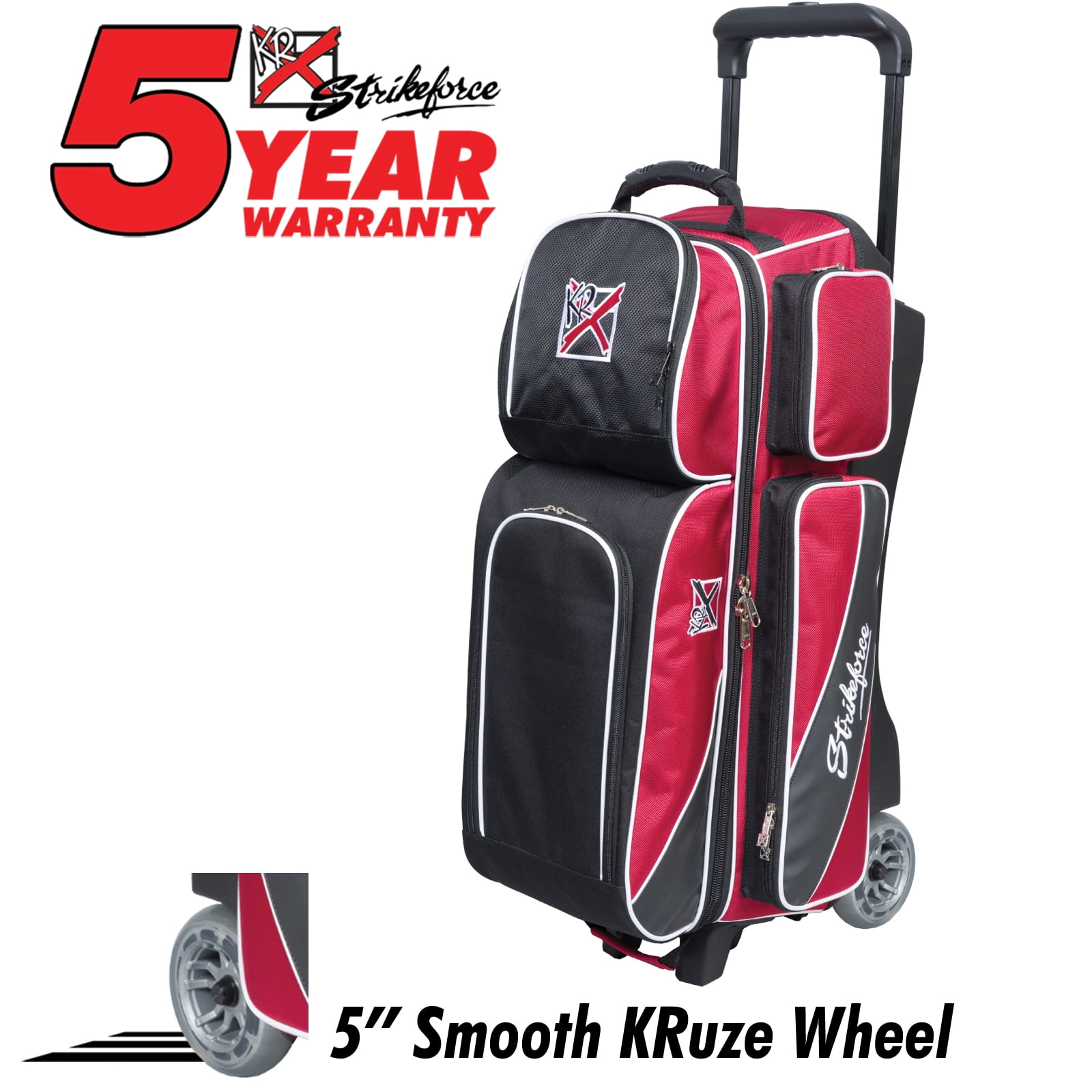 KR Strikeforce Fast Triple Roller Bowling Bag Brick Red/Black