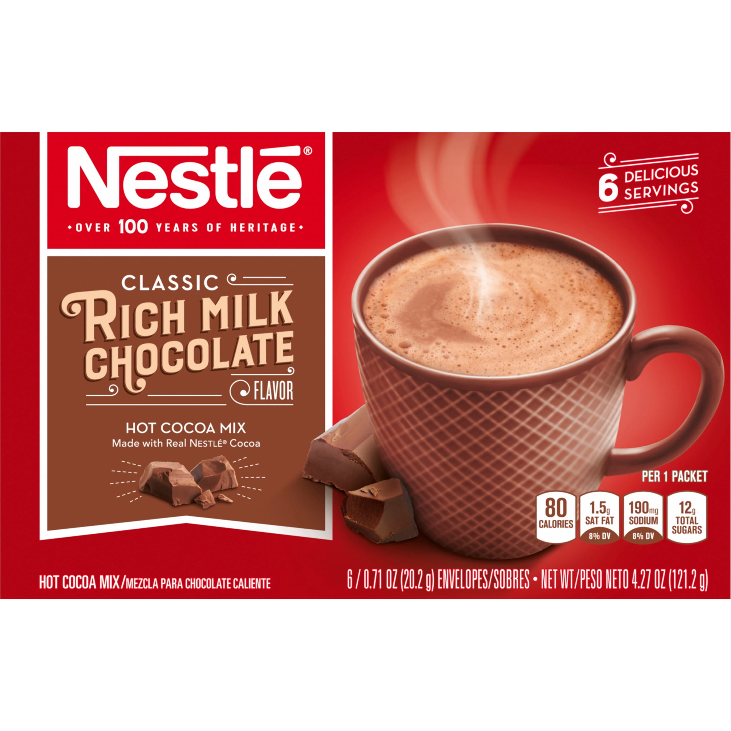 Nestle Hot Cocoa Mix Rich Milk Chocolate, 4.27 oz, 6 Count Box