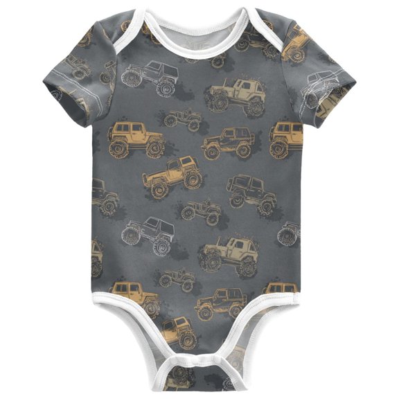 joogoo Cool Truck Pattern Baby Bodysuits Short Sleeve Cotton Onesies Clothes 6Months