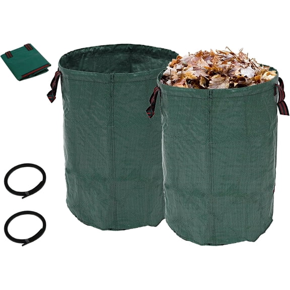 2 Pack 80 Gal Reusable Yard Waste Bags for Yard Garden Lawn to Loading Leaf Trash, Heavy Duty Garden Waste Bags Camping Yard Recycling Trash Bags for Debris Leaves Grass, Tear Resistant (A-2)
