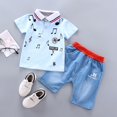 thumbnail image 1 of Mistaha Spring and Summer Leisure Note Children Clothing Children Two-piece Pants Suit Light Blue, 1 of 8