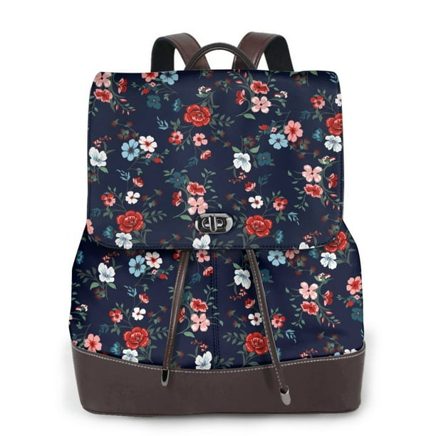 Balery Vintage Rose Mochila de Cuero para Mujeres, Gran Capacidad, Bolsa de Viaje Multifuncional, Mochila de Cuero y Bolsa de Hombro para Mujeres