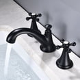 thumbnail image 2 of Grifo para lavabo de baño, 2 manijas, montaje de 3 orificios, lavabo para adaptarse a grifo de baño de 8-16 pulgadas, negro mate, 2 of 5