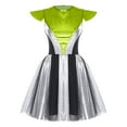 thumbnail image 4 of iiniim Women Outer Space Flight Outfit Shiny Metallic Sleeveless Dress Halloween Alien Costume Fluorescent Green M, 4 of 7