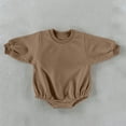 thumbnail image 6 of Kezqiaxn Newborn Onesies Crew Neck Long Sleeve Bodysuit Solid Color Cotton Rompers Fall Winter Baby Clothes 0-24Months, 6 of 7