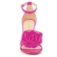 thumbnail image 2 of FSJ Women Sexy Flower Open Toe Sandals Three Crystal Block High Heels Pumps Adjustable Buckle Ankle Strap Prom Wedding Evening Shoes Size 5 Fuchsia, 2 of 4