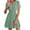 Green, variant on cocolona Womens Short Sleeve V-Neck Elastic Waist Dresses Summer Casual Solid Color Pleated Mini Dress Vacation Beach Sun Dress