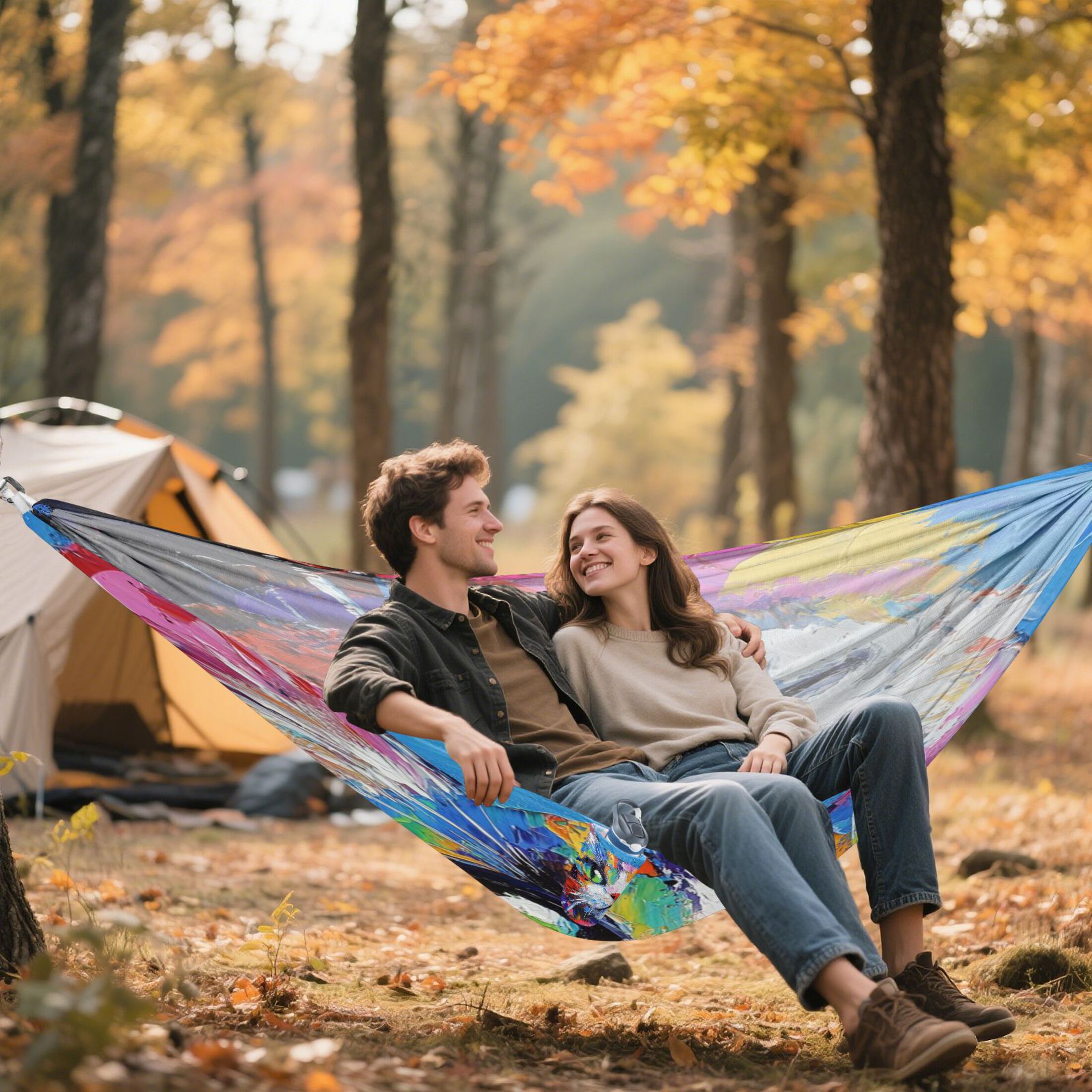 Hammock Camping Hammock Nylon Portable Hammock Travel Camping Hammock Painting Cat