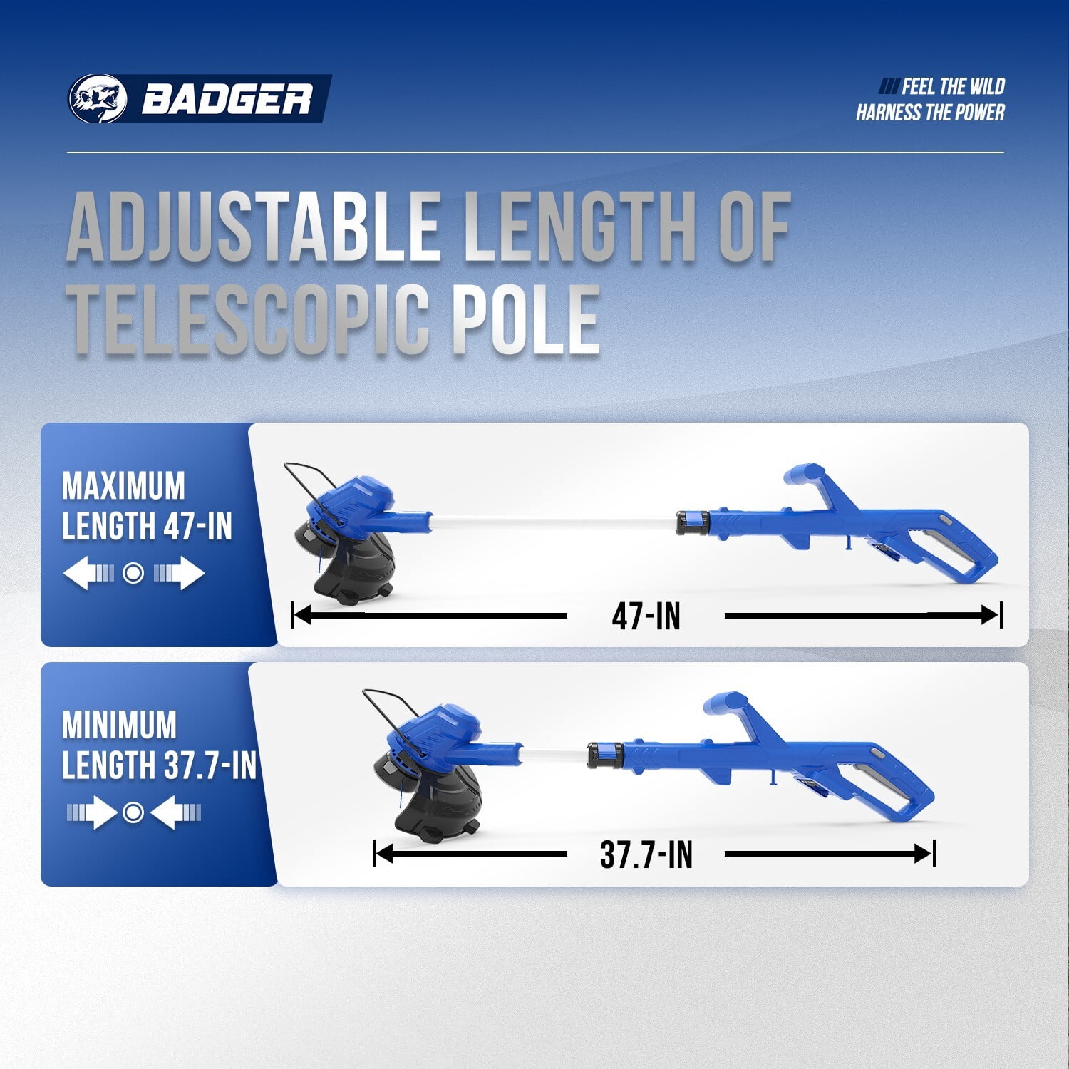 WILD BADGER POWER 20V Cordless String Trimmer with Sweeper Combo, 2*2Ah Battery & Charger