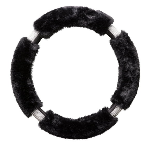 Auto Drive Black Fluffy Bling Steering Wheel Cover, 34061PWDI, 1.08 lbs
