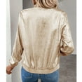 thumbnail image 5 of HTNBO Women's Metallic Jacket Zip Up Long Sleeve Lightweight Outerwear Bomber Jackets, 5 of 8