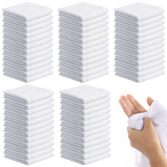 Patelai Ensemble de 60 Pcs Débarbouillettes Blanches Débarbouillette Absorbante Douce Serviette pour le Visage en Coton Polyvalente Serviettes Lavables à la Machine Fournitures de Voyage Besoins de Gym pour Salle de Bain K