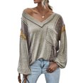 thumbnail image 1 of Femmes Poche avant Col V Manches Longues Pull-Over Chemise, 1 of 7