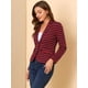 thumbnail image 4 of INSPIRE CHIC Blazer a rayas con cierre de botón y bolsillo con solapa con muesca para mujer rojo azul M, 4 of 6