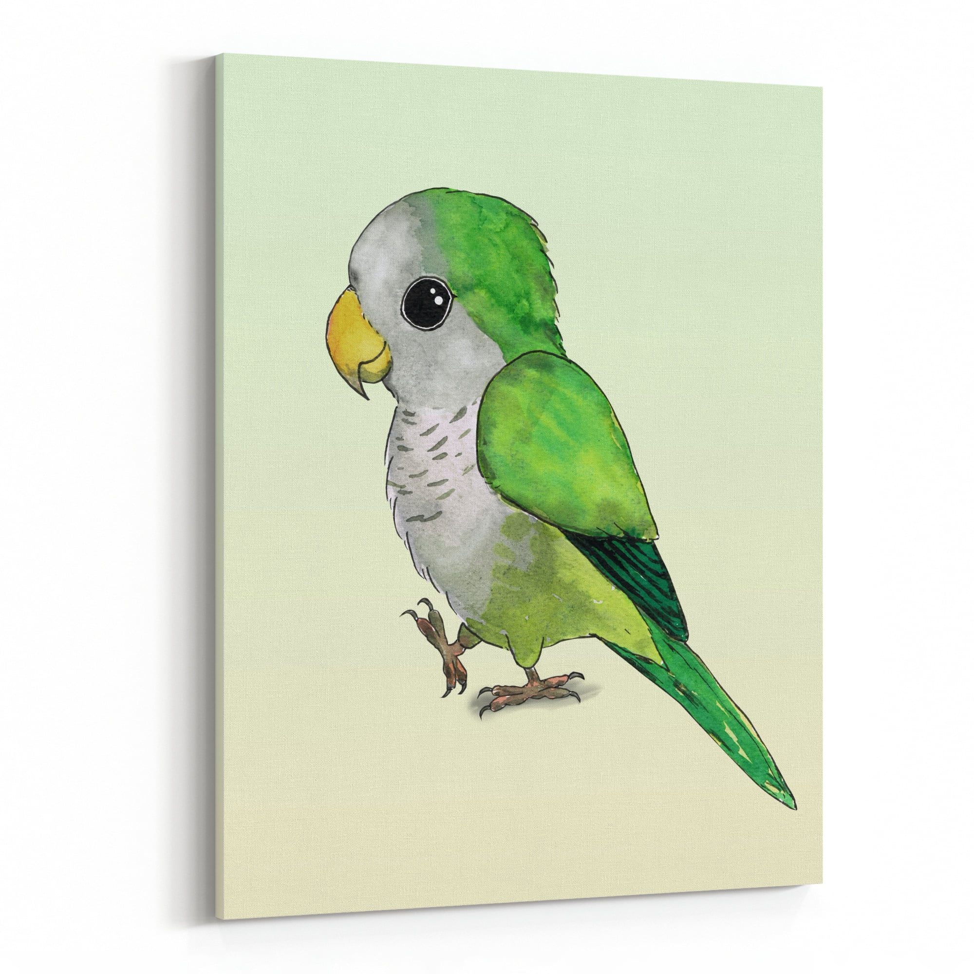 Beautiful Bird Artwork Wildlife Lover Home Decor Cute Wall Art Grey Parrot Flower Crown Canvas Art Animal Gift Pet Portrait