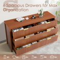 thumbnail image 6 of Haverchair 6 Drawer Dresser with Fluted Panel, Wide Chest of Drawers, Curved Wooden Dresser for Closet with Metal Wide Handle, Storage Dresser Organizer for Bedroom, Living Room, Hallway, Brown, 6 of 7