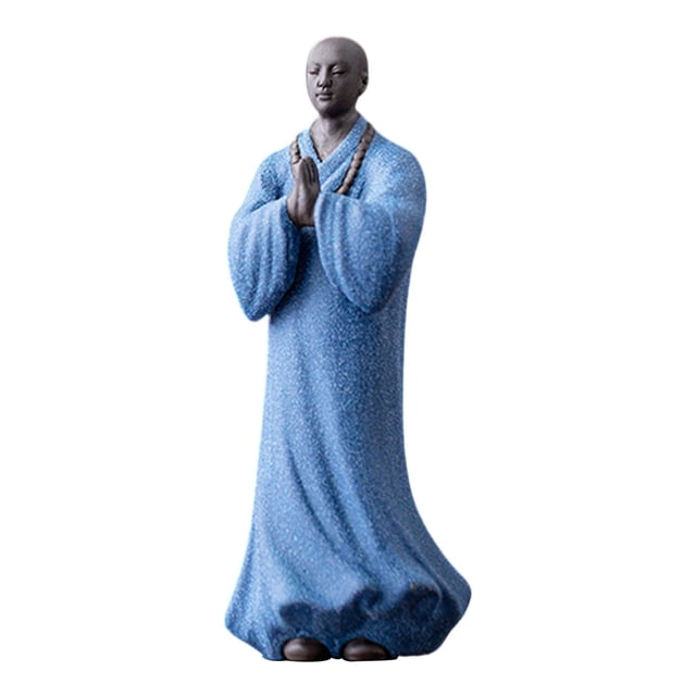 Estatua de Buda Pequeño, Adorno de Escritorio, Centro de Mesa, Tallado a Mano, Cerámica azul