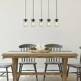 thumbnail image 5 of LNC 5-Light Mason Jar Linear Chandelier with Brown Wood and Black Frame, 5 of 13