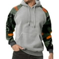 thumbnail image 2 of Pullover Hooded Sweatshirt with Camouflage Patterned Sleeves Drawstring Hood and Front Kangaroo Pocket for Everyday Wear Light Gray 3XL, 2 of 5