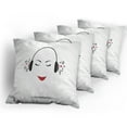 thumbnail image 5 of Ambesonne Music Throw Pillow Cover 4 Pack, Lady Listening to Music, 20", Black White, 5 of 7