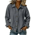 thumbnail image 5 of tarylea Corduroy Tops for Women Long Sleeve Turn down Collar Button down Shirt Casual Loose Fall Comfy Tops, 5 of 7