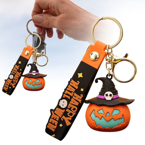Homesteed Glow In The Dark Pumpkin Halloween Keychain Cute Purse Charms Bag Charm Backpack Accessories Pendant