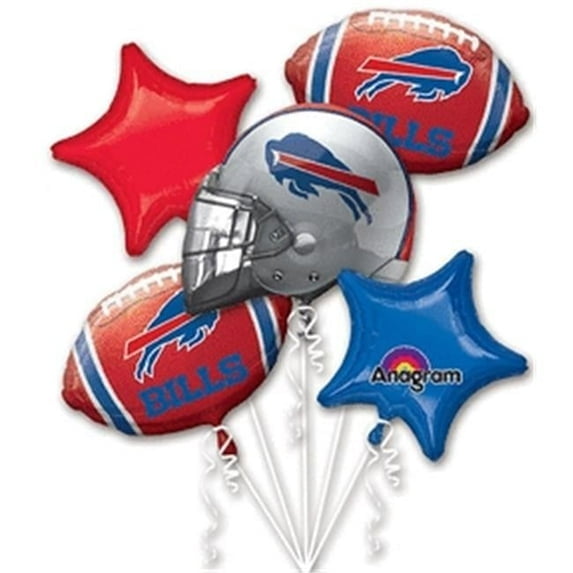 Buffalo Bills Mafia Football Helmet Bouquet 5 Piece Mylar Foil Balloons Set